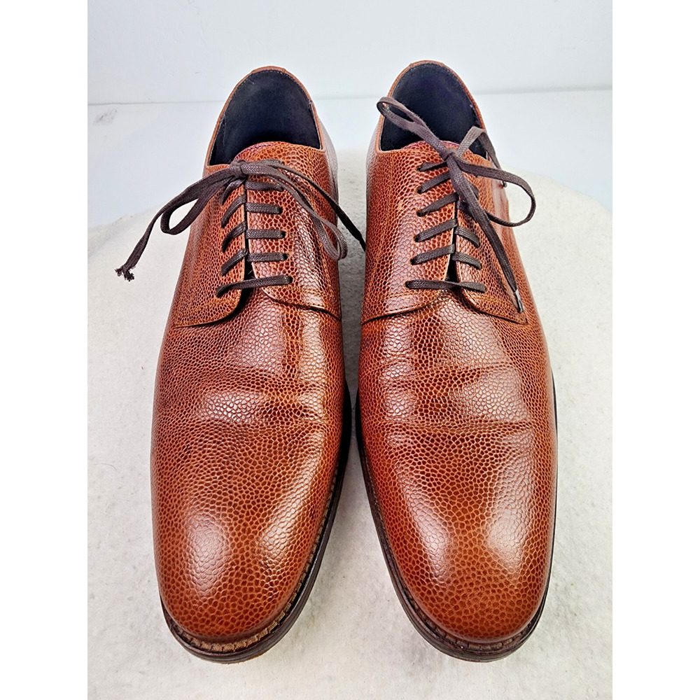 Kenneth Cole Formal or Casual Leather Brown Pebble Texture Lace Up Shoes Sz 10